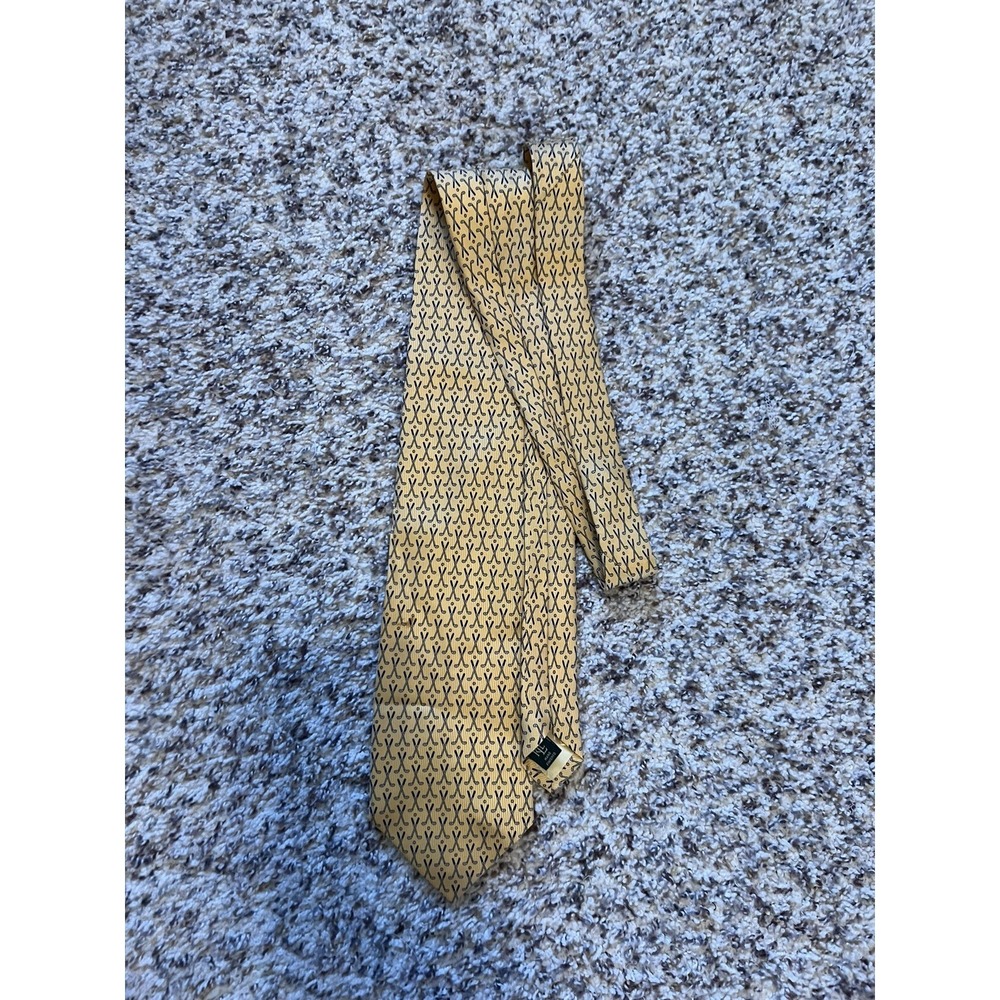 LAUREN RALPH Tie LAUREN 100% SILK Hand Made USA, AUTHENTIC Yellow Luxury‎